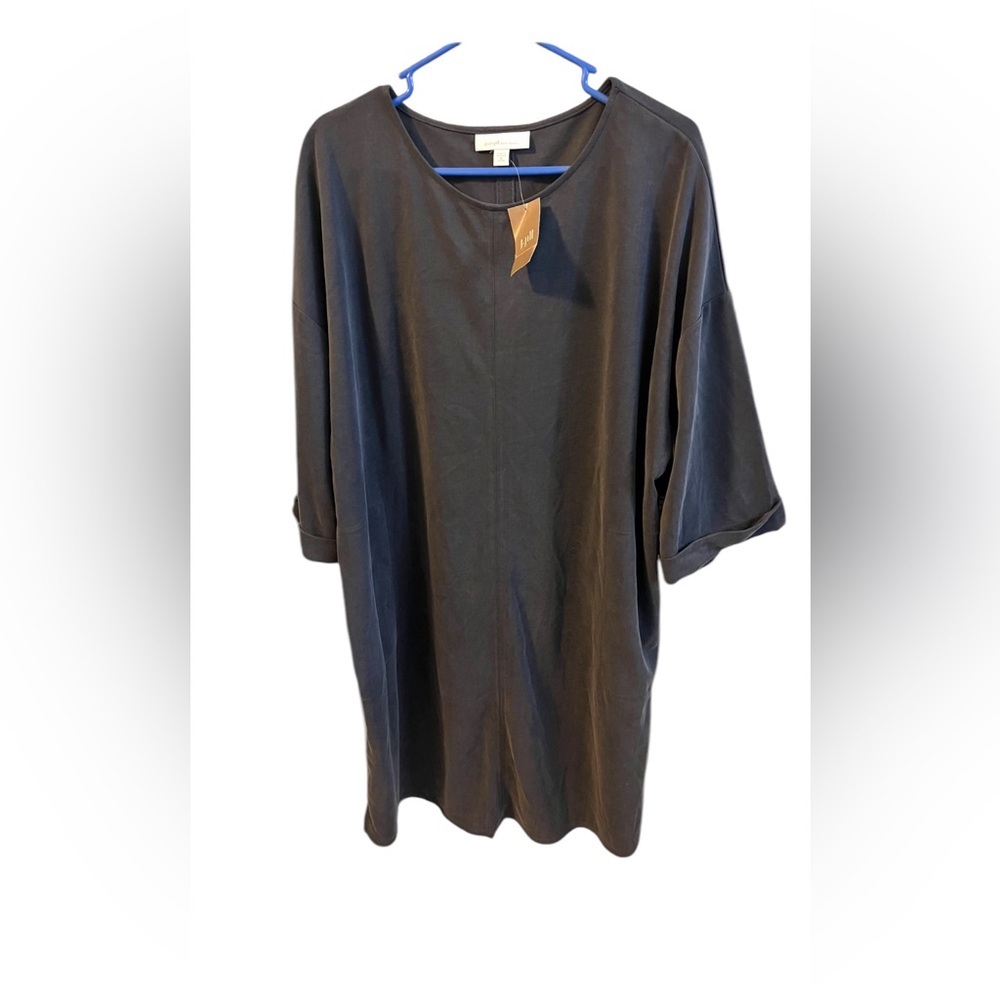 J. Jill (Pure‎ Jill) knee length gray velvet short cuffed sleeve dress size XLP